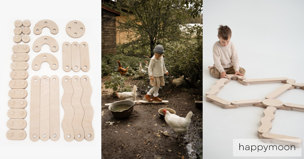 Toddler Balance Trainer – Wooden Balance Beam Set for Playroom - HappyMoon