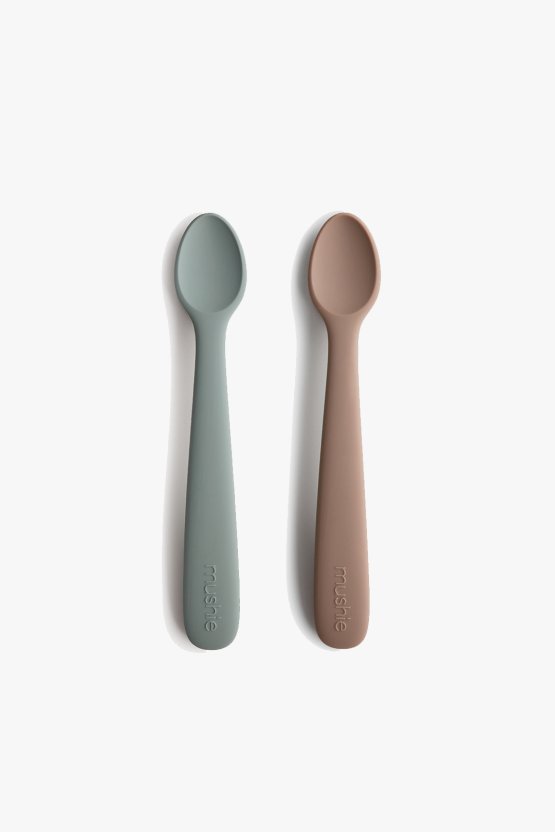 Silicone Feeding Spoons 2-Pack - Cambridge Blue/Shifting Sand