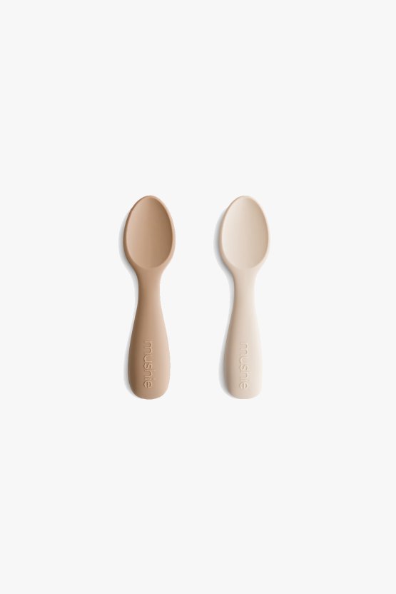 Silicone Toddler Starter Spoons 2-Pack - Natural/Shifting Sand