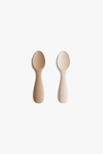 Image of Silicone Toddler Starter Spoons 2-Pack - Natural/Shifting Sand