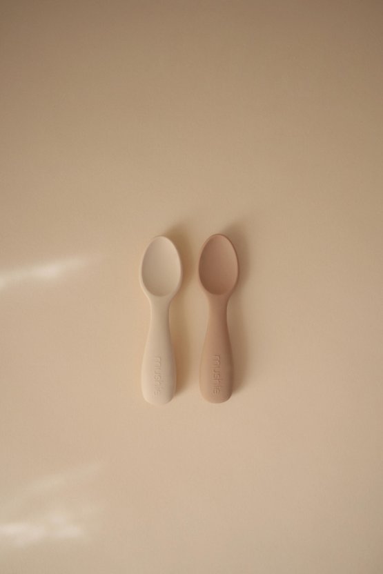 Silicone Toddler Starter Spoons 2-Pack - Natural/Shifting Sand